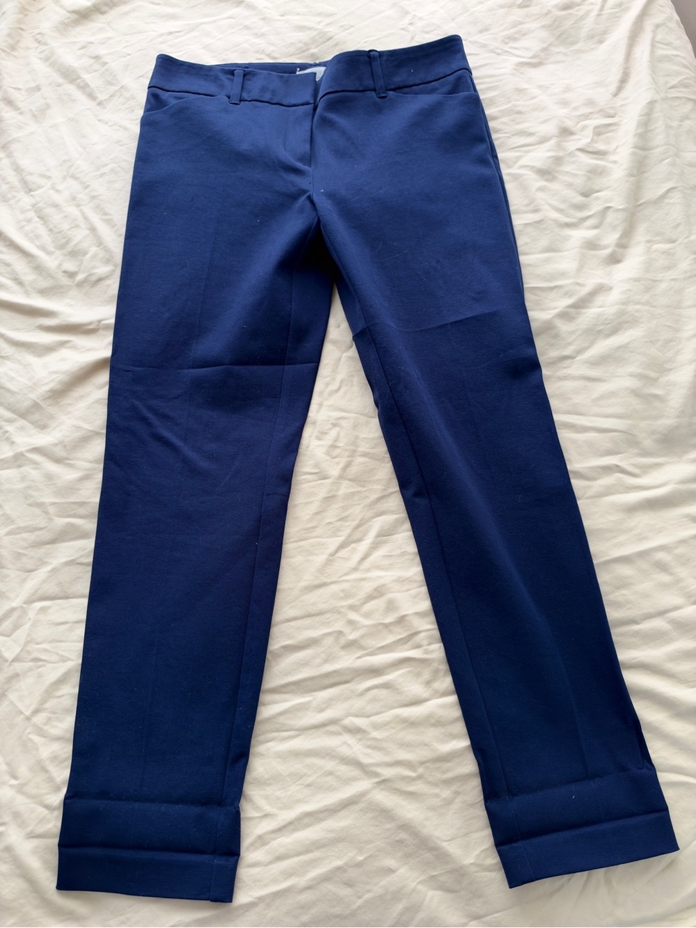 Blue Straight Leg Dress Pants